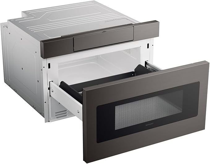 SHARP SMD2470AH Microwave Drawer Oven, 24-inch, 1.2 Cubic Feet, 950 Watt, Concealed Control Panel with Digital LCD Display, Black Stainless Steel