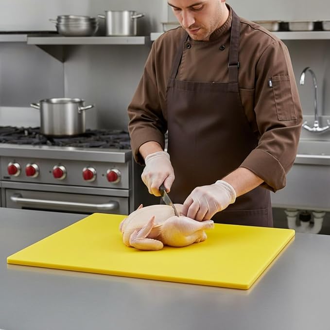 TrueCraftware- 24" X 18" X 1/2” Cutting Board for Kitchen Yellow Color Plastic- Commercial Plastic Chopping Board Anti Slip Surface Chopping Food Cutting Mat for Meat Vegetables Dishwasher Safe