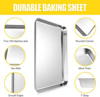 Terlulu Baking Sheet, Cookie Sheet, Stainless Steel Baking Pan, 2 Piece-16''x 12'' x 1'', Sheet Pan for Oven, Jelly Roll Pan, Baking Tray for Baking&Roasting, Nonstick&Nontoxic&Easy Clean
