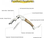 Wine Key & Corkscrew Wine Opener–3-in-1 with Foil Cutter and Bottle Opener, Professional Double Hinged Waiter's Corkscrew for Servers and Bartenders