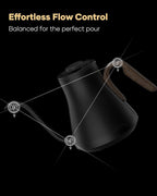 Cocinare Barista Collection Gooseneck Electric Kettle, ±1℉ Precise Temperature Control for Pour-Over Coffee & Tea, Quick Heating 1500W, Stainless Steel Interior, 0.9L (Goya Walnut)