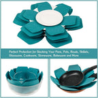 BYKITCHEN Pot and Pan Protectors, Set of 12 and 3 Different Sizes, Larger & Thicker Felt Pan Protector Pads, Cyan Pot Separators Protectors for Stacking and Protecting Your Cookware