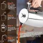 Secura French Press Coffee Maker, 34-Ounce, 304 Stainless Steel Insulated Coffee Press with Extra Screen