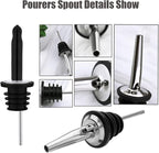 Pafusen 12 Pack Liquor Bottle Pourers, Liquor Pour Spout for Liquor Bottles, Stainless Steel Olive oil Dispenser Spout, Alcohol Pourer Spouts Dust Caps Long Covers, Gold