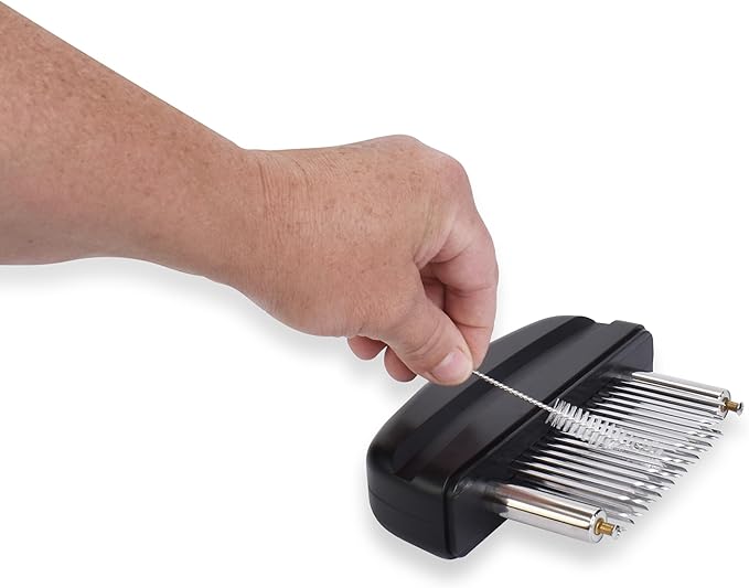 Meat Tenderizer Tool - 48 Stainless Steel Needle Blades for Tenderizing Chicken, Steak, Pork, Beef – Handheld Meat Tenderizer Stapler to Enhance Texture & Taste – Complete with Cleaning Brush