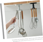 Luxshiny 3pcs Kitchen Utensil Hooks Wall Mount Rotating Storage Organizer Set Black Top Hanging Hooks for Kitchen Cabinets and Cooking Utensils
