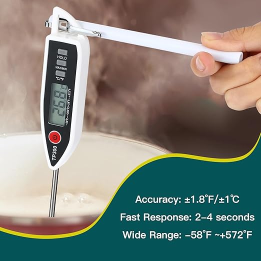 Copkim 6 Set Waterproof Food Thermometer for Water, Liquid, Candle and Cooking Digital Meat Thermometer with Long Probe Instant Read for Kitchen BBQ Grill Candy (Black,White,Red)