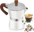 Aluminum 6 Cup 300ml Moka Pot Express Coffee Maker Stovetop Espresso Colorful Coffeemaker Italian Classic Style Brewing Greca Cafe Mocha Machine for Cafeteras Lover Camping Travel and Home Use 10oz