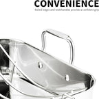 QPMR 16.5inch Roasting Pan with V-Shape Rack - Stainless Steel Large Turkey Roaster Pan for Turkey, Chicken, Ham Roaster with V-Shaped Baking Rack Heavy Duty Dishwasher Safe, Hold up to 22LB