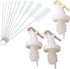 Leadigol 3PCS Oil Pour Spouts Pourer Reusable for Kitchen Bottle Stopper Red Wine Oil Sauce Bar Supplies with Cleaning Brush Kitchen Tools