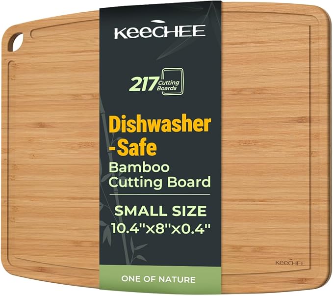 Keechee Dishwasher Safe Carbonized Bamboo Wood Cutting Boards for Kitchen with Juice Groove, Wooden Charcuterie & Chopping for Fruit, Vegetables & Cheese, Durable, Lightweight, Water-Resistant