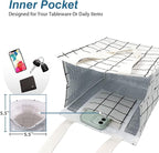 iknoe Insulated Lunch Bag for Women & Adults, 9L Foldable Wide-Open Cooler Bag with Pockets, Leakproof & Portable, for Picnic, Office, Beach(White grid)