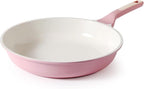 SENSARTE Nonstick Ceramic Frying Pan 9.5-Inch, Healthy Non Toxic Skillet, Induction Compatible Omelet Pan with Heat Resistant Handle, PFAS-Free, Pink
