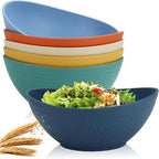 Homienly 60oz Wheat Straw Bowls Set of 6 Salad Bowls Large Popcorn Bowl Unbreakable Serving Bowls Microwave & Dishwasher Safe Bowl Set Centerpiece Bowls for Kitchen, Party, Decor, Camping (Multi)