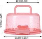 Generic Pink Modern Vibrant Cake Carrier with Handle - Rectangular with Domed Lid, 10.24 x 8.66 x 4.92 inches, 1350cc, BPA Free, Food Grade, Reusable, Dishwasher Safe