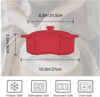 FUN ELEMENTS Casserole Dish, 2 Quart Lace Emboss Casserole Dish with Lid, Oven to Table Ceramic Round Serving Dish with Handles for Dinner and Party, Thanksgiving Christmas Gifts(Christmas Red)
