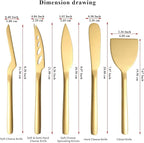 Berglander Gold Cheese Knife Set of 5 for All Types of Cheese, Golden Titanium Plating Cheese Cutter Slicer Ergonomic Design for Confortable Grip and Cut, Butter Spreader Knife