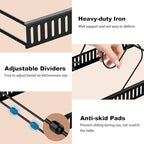 Housolution Pot and Pan Organizer Rack for Cabinet, Pot Lid Organizer with 7 Adjustable Dividers, Pan Holder Storage Rack for Kitchen Cabinet, Black
