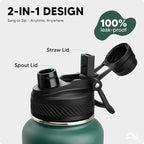 Swigina Insulated Water Bottle with Silicone Boot (36hrs Cold/18hrs Hot) - DIY Stickers, [2-in-1 Lid], BPA Free, 40 oz