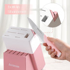 Astercook Knife Set, Kitchen Knives Set with Block and Sharpener 15 Pcs German Stainless Steel Knives Sharp Blade Dishwasher Safe Deba Knives with Ergonomic Handle, Crystal Pink