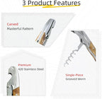 Wine Key & Corkscrew Wine Opener–3-in-1 with Foil Cutter and Bottle Opener, Professional Double Hinged Waiter's Corkscrew for Servers and Bartenders