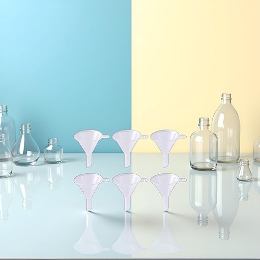 6Pcs Mini Clear Plastic Funnel for Bottling Cosmetics, Liquids, and Oil Filling - Small Funnel for Easy Transfer of Essential Oils and Perfumes, Specialty Tools Gadgets