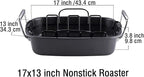 Cook N Home Nonstick Roasting Pan Bakeware Roaster with Rack, 17x13-inches, Black