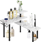 Homode Bathroom Counter Corner Shelf, 3 Tier Kitchen Countertop Organizer for Over The Sink, Make Up, Dresser Table, White Marble