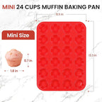 CAKETIME Silicone Mini Muffin Pan 3 Pack 24 Cups Nonstick Mini Cupcake Pan for Baking Muffins Cupcakes Egg Bites Fat Bombs