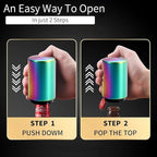 Beer Bottle Opener Destapadores de Cerveza Automatic Bottle Opener Bottle Cap Opener, Down-Pop Off Beer Bottle Opener with Magnetic Cap Catcher, Cool Bartender Tools, Men Beer Gift （Color）