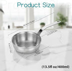 18/10 Stainless Steel Butter Warmer Mini Butter Warmer Milk-Warmer Pot with Pour Spouts Mini Sauce Pan for Milk, Coffee, and Melting Chocolate, 0.5-Quart