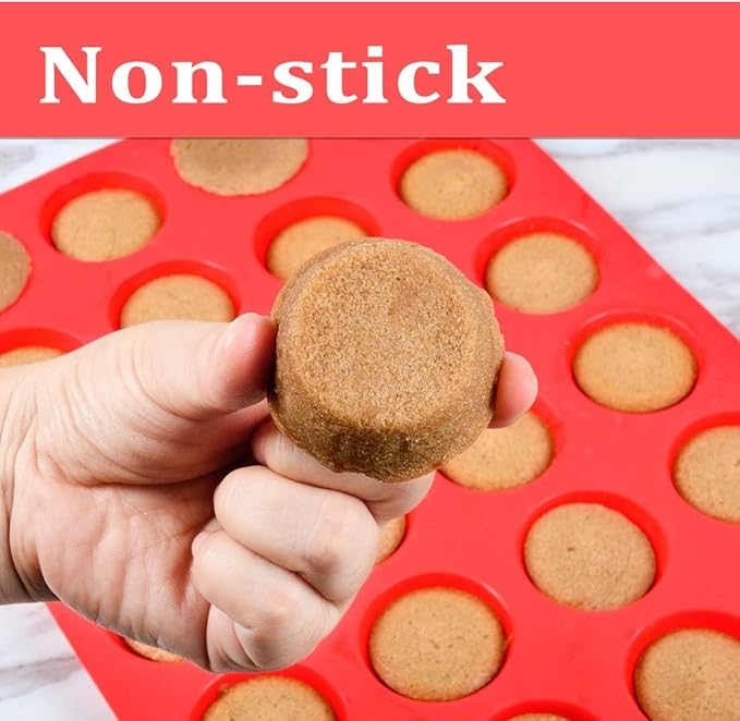 CAKETIME Silicone Muffin Pan Mini 24 Cups Cupcake Pan, Nonstick Food Grade Silicone Mold Baking Pan 1 Pack