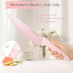 Astercook Knife Set with Block and Sharpener, 22 Piece Kitchen Knife Set Dishwasher Safe, Space-Saving Clear Knife Block with Knives for Everyday Home Cooking Pink