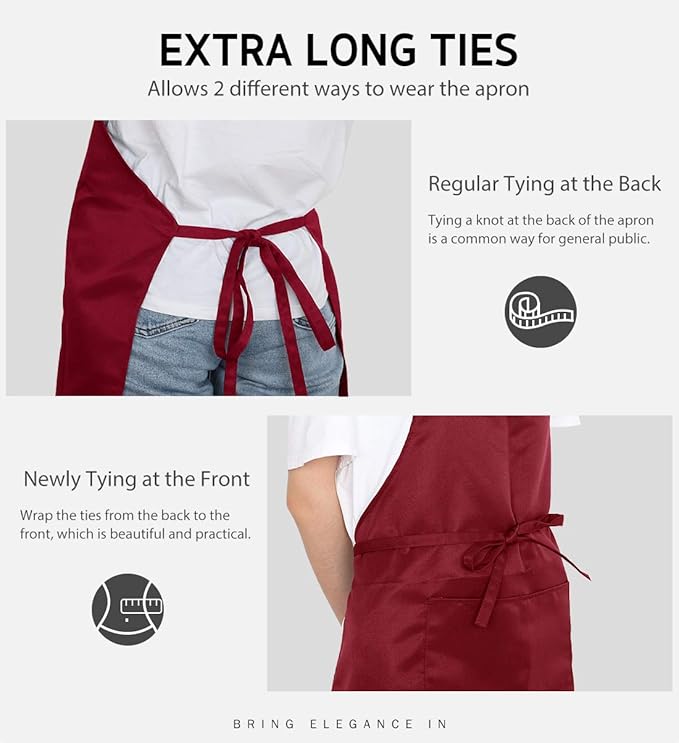 Syntus Apron for Men Women, Adjustable Cooking Kitchen Chef Aprons with 2 Pockets, Cotton/Polycotton/Polyester