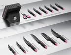 Knife Set - 15 PCS Kitchen Knife Set with Built-in Knife Sharpener Block - Stainless Steel Knife Block Set - Dishwasher Safe, Elegant Box for Her Women Wife, Valentines Day, Pink