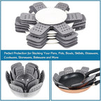 BYKITCHEN Pan Pot Protectors, Larger & Thicker Pan Protector with Stars, Set of 12 and 3 Different Sizes, Gray Pot Separator Pads for Stacking and Protecting Your Cookware