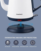 DmofwHi Gooseneck Electric Kettle(1.0L),1000W Electric Tea Kettle of 304 Stainless Steel,Auto Shut off,Coffee Kettle for Pour Over and Tea -White