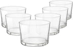 Bormioli Rocco Bodega Mini Tumblers, Set of 6-7.5 Oz Clear Tempered Glass Cups for Water, Wine, Juice & Cocktails - Stackable Small Drinking Glassware for Kitchen & Bar Use