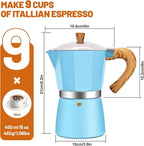 9 Cup Aluminum Espresso Stovetop Moka Pot Express Coffee Maker Percolator Italian Classic Mocha Coffee Machine for Italian and Cuban Cafe Brewing for Home & Camping 450ml 15oz