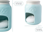Comfify Ceramic Sponge Holder – Aqua Blue Farmhouse Sink Caddy – Mason Jar Kitchen Accessory – Includes Free Sponge