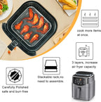 BYKITCHEN 7 Inch Air Fryer Rack Fit for Ninja Crispi/Ninja Pro 5QT/ Cosori 5QT/ Chefman 5-6QT Airfryer &More, Air Fryer Accessories, 3pcs Stackable Stainless Steel Airfryer Basket with Silicon Feet