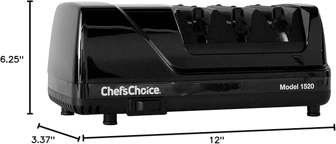 Chef’s Choice Professional Electric Knife Sharpeners AngleSelect for 15- and 20-Degree Straight-Edge and Serrated Knives with Diamond Abrasives & Precision Angle Control, 2-Stage, Black