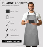 Syntus Apron for Men Women, Adjustable Cooking Kitchen Chef Aprons with 2 Pockets, Cotton/Polycotton/Polyester