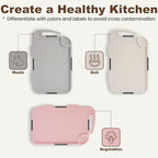 Glotoch Cutting Boards for Kitchen Set of 3, Wheat Straw Chopping Board Dishwasher Safe, BPA Free, Non Slip, 16"X10" Colored Reversible Cutting Board with Stand, Food Icons, Grinder Plate