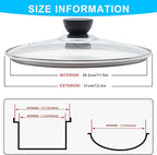 Glass Lid for Frying Pan Tempered Glass Pot Lid with Stainless Steel Rim for 12 Inch Frying Pan Wok Pot Skillet (12 Inch)