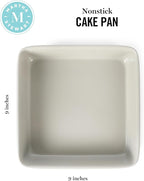 Martha Stewart Gallen 9 Inch Square Nonstick Carbon Steel Cake Pan – Cool Grey, Durable Bakeware for Even Baking and Easy Release
