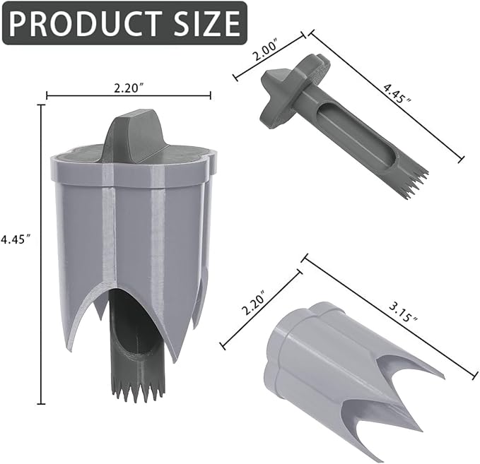 Pepper Corer, 2 in 1 Red Bell Pepper Seed Corer Remover Tool, Fruit & Vegetable Corers Quick Cave Tools for Jalapeno Cutter Deseeder, Gray 3 PCS