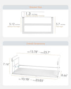 2Pack Under Shelf Storage Basket Organizer Expandable Width Add-On Space Saver Hanging Under Cabinet Pantry Kitchen Countertop Desktop Board Slide-In White Heavy-Duty Metal Higher & Wider Size