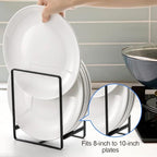 2 Pack Kitchen Plate Holder Organizer for Cabinet Space Saver, Kitchen Dish Storage Drying Racks, Metal Upright Dish Stand for Counter Cupboard (Black)