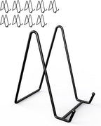 Lzerking 10 Packs Display Stands for Plate, 6 Inches Black Plate Stands for Display, Metal Plate Holder Picture Stand for Picture, Decorative Plate, Book, Photo